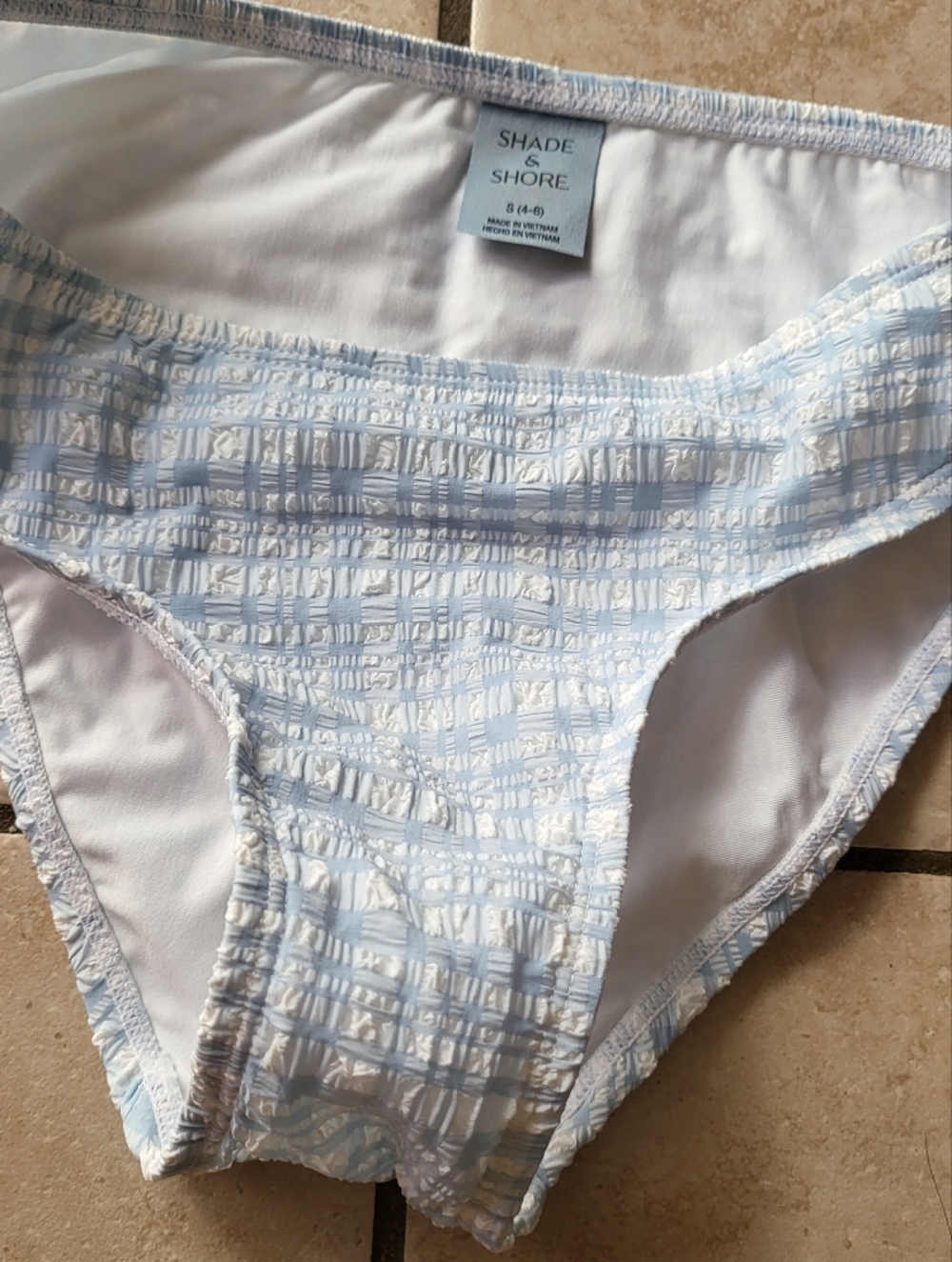 Shade & Shore Small Baby Blue Plaid Bikini Bottom